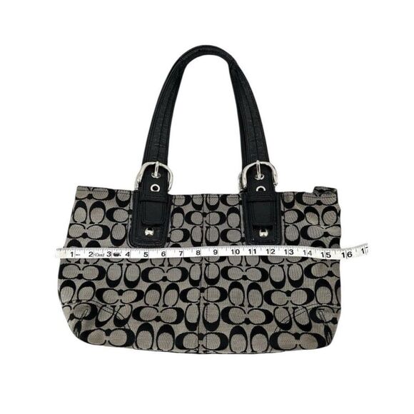 COACH SOHO SIGNATURE TOTE SATCHEL SHOULDER BAG 13117 BLACK WHITE Y2K DESIGNER - Picture 4 of 8